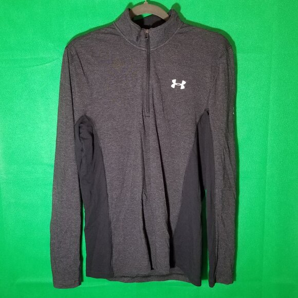 Under Armour Men Small Loose 1/4 Zip Long Sleeve Heatgear Gray Gym - Picture 1 of 8